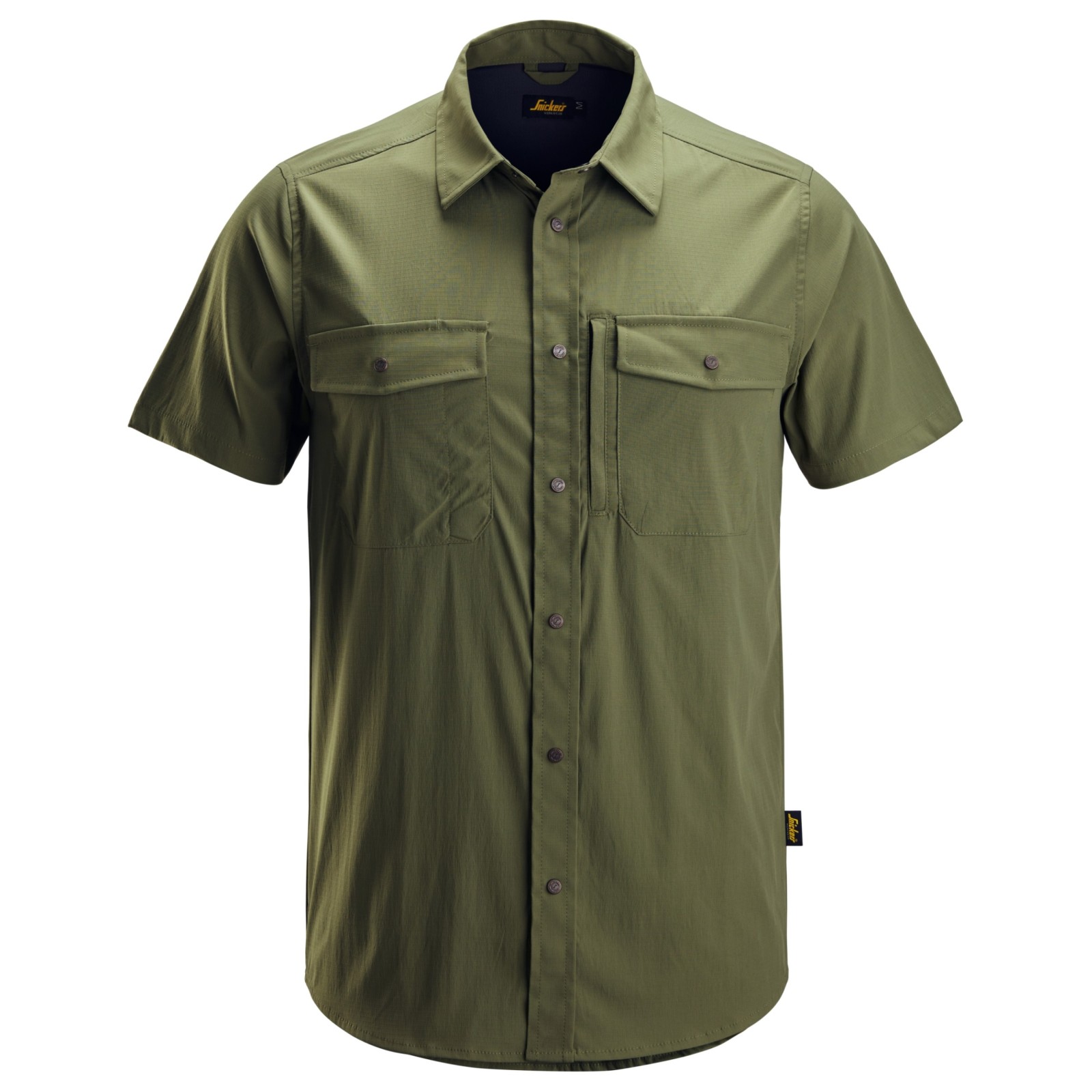 Cămașă de bărbați, mânecă scurtă, UPF 50+, Snickers Workwear, LiteWork, 8520, Khaki Green