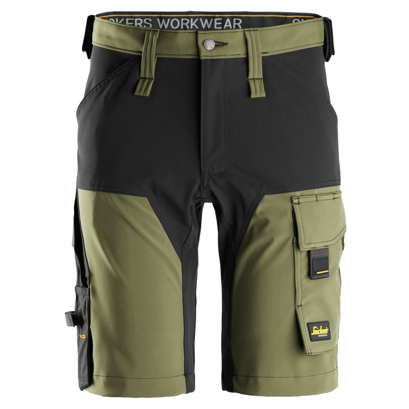 Pantaloni scurți de lucru, 4-way stretch, flexibili, Snickers Workwear, AllroundWork, 6173, Khaki Green/Black