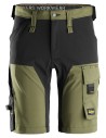 Pantaloni scurți de lucru, 4-way stretch, flexibili, Snickers Workwear, AllroundWork, 6173, Khaki Green/Black