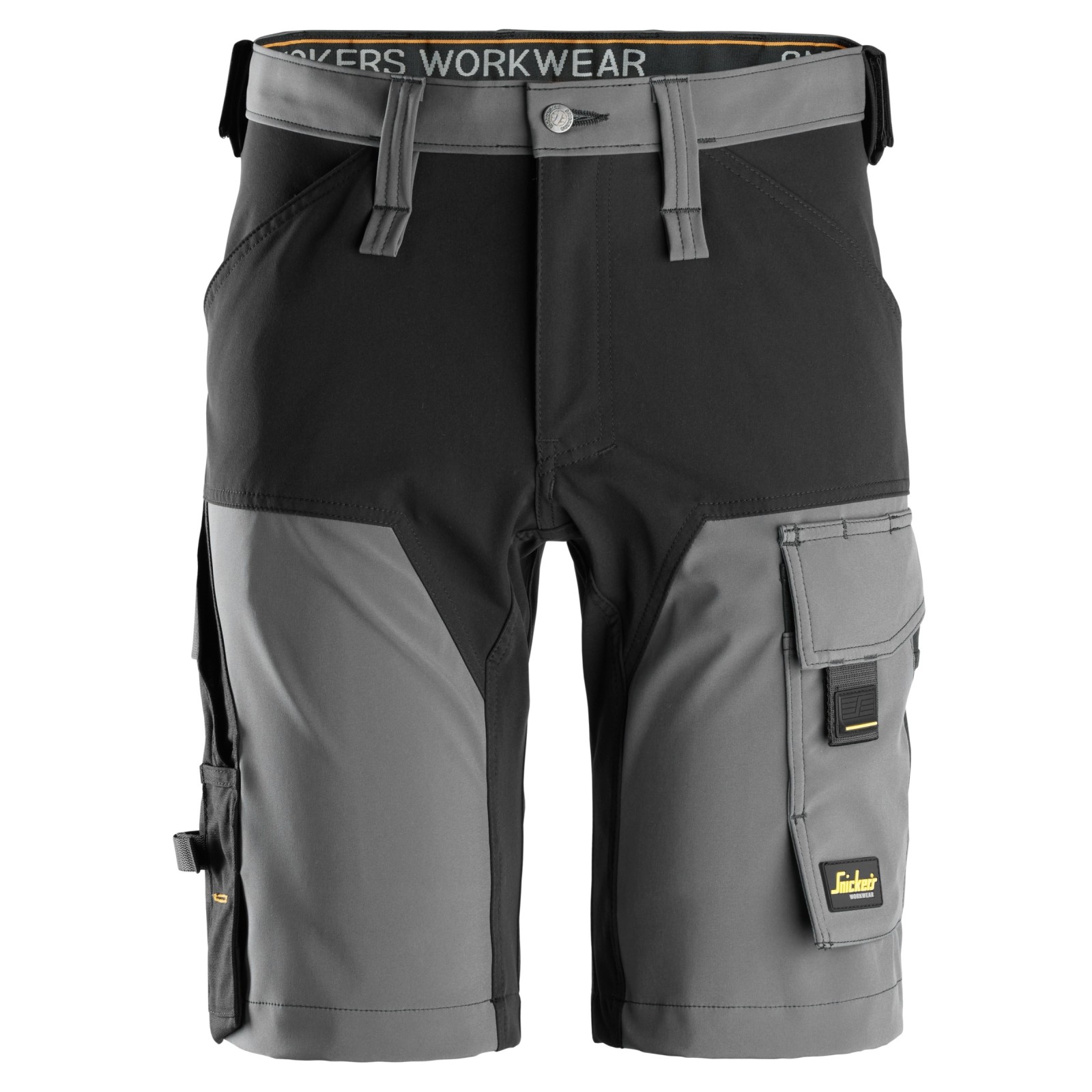 Pantaloni scurți de lucru, 4-way stretch, flexibili, Snickers Workwear, AllroundWork, 6173, Steel Grey/Black