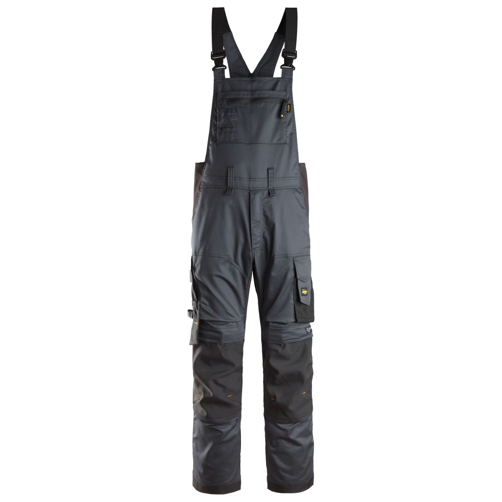 Pantaloni cu pieptar de lucru, stretch, Snickers Workwear, AllroundWork, 6051, Steel Grey/Black