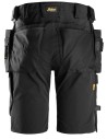 Pantaloni scurți de lucru, 4-way stretch, cu buzunare holster, Snickers Workwear, AllroundWork, 6175, Black/Black