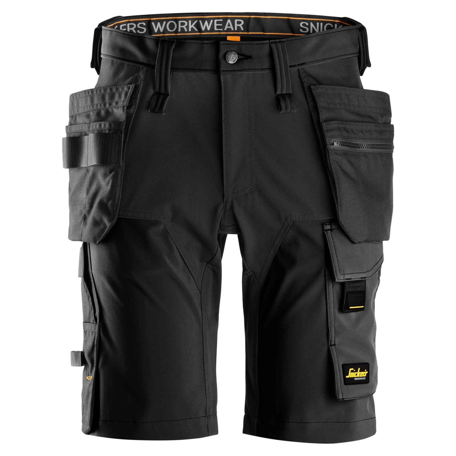 Pantaloni scurți de lucru, 4-way stretch, cu buzunare holster, Snickers Workwear, AllroundWork, 6175, Black/Black