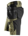 Pantaloni scurți de lucru, 4-way stretch, cu buzunare holster, Snickers Workwear, AllroundWork, 6175, Green khaki/Black