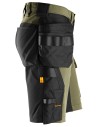 Pantaloni scurți de lucru, 4-way stretch, cu buzunare holster, Snickers Workwear, AllroundWork, 6175, Green khaki/Black