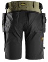 Pantaloni scurți de lucru, 4-way stretch, cu buzunare holster, Snickers Workwear, AllroundWork, 6175, Green khaki/Black