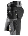 Pantaloni scurți de lucru, 4-way stretch, cu buzunare holster, Snickers Workwear, AllroundWork, 6175, Steel Grey/Black