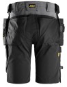 Pantaloni scurți de lucru, 4-way stretch, cu buzunare holster, Snickers Workwear, AllroundWork, 6175, Steel Grey/Black
