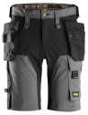Pantaloni scurți de lucru, 4-way stretch, cu buzunare holster, Snickers Workwear, AllroundWork, 6175, Steel Grey/Black