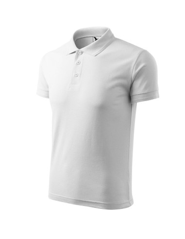 Tricou de bărbați Pique Polo, bumbac 65%, 200 g/mp Alb
