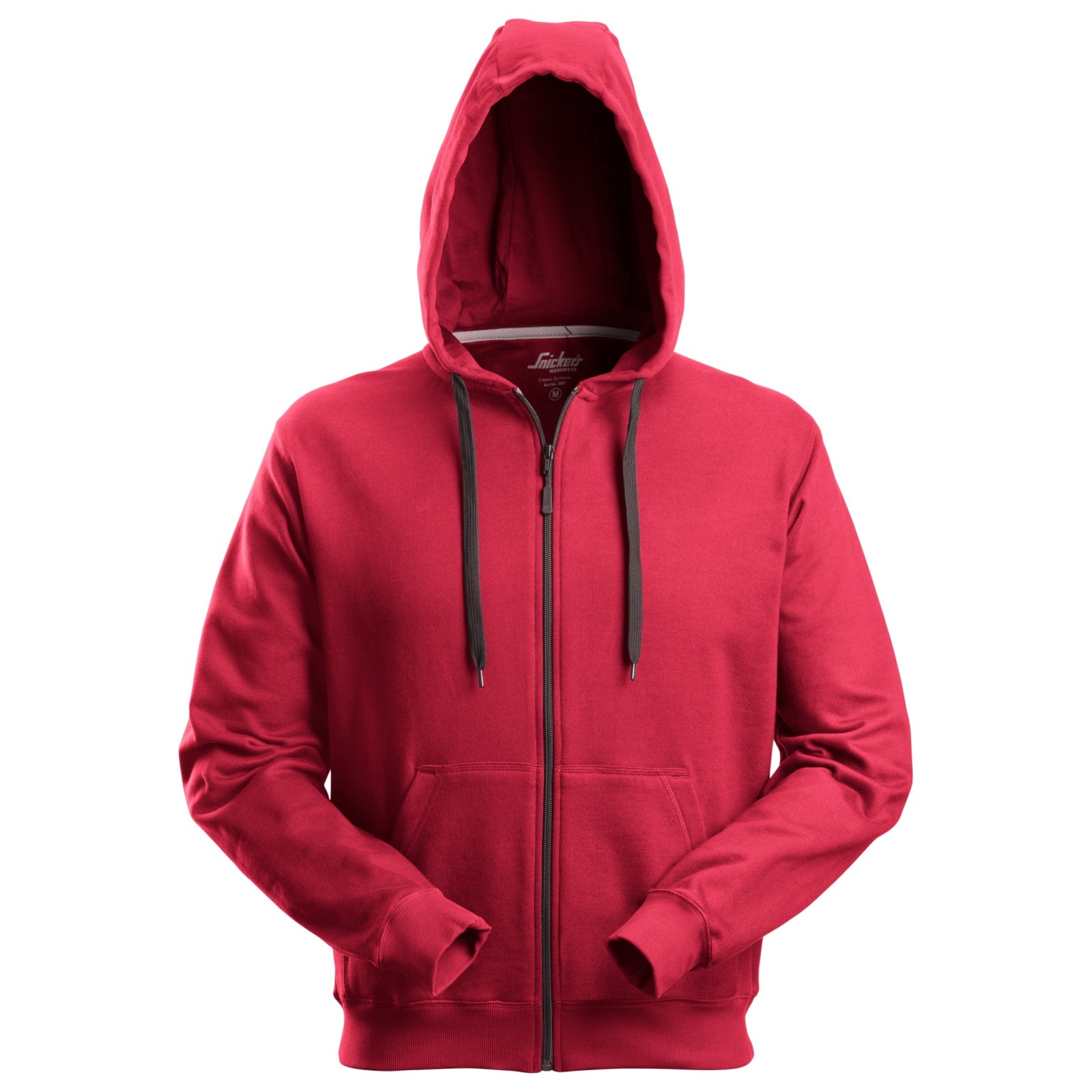 Hanorac cu glugă & fermoar, pentru bărbați, bumbac & poliester, Snickers Workwear, 2801, Chili Red