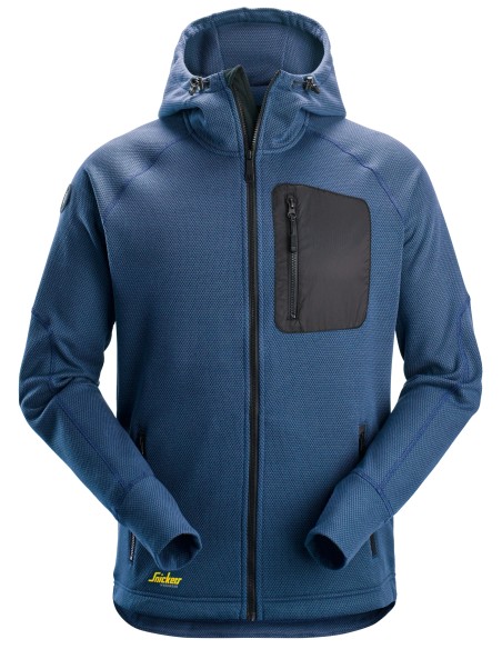 Hanorac cu gluga, din fleece, Snickers Workwear, 8041, Deep Blue/Black