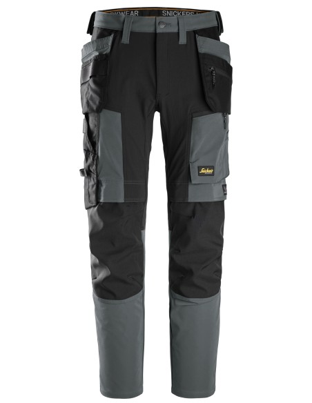 Pantaloni de lucru 4-way stretch, cu buzunare holster, Snickers Workwear, AW, 6218, Steel Grey/Black