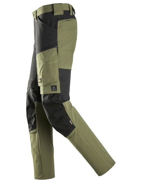 Pantaloni de lucru stretch, Snickers Workwear, AllroundWork, 6318, Khaki Green/Black
