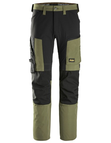 Pantaloni de lucru stretch, Snickers Workwear, AllroundWork, 6318, Khaki Green/Black