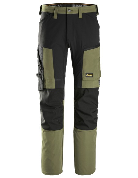 Pantaloni de lucru stretch, Snickers Workwear, AllroundWork, 6318, Khaki Green/Black