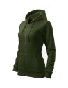 Hanorac de damă, cu glugă, Trendy Zipper, 65% bumbac, 35% poliester, 300 g/mp